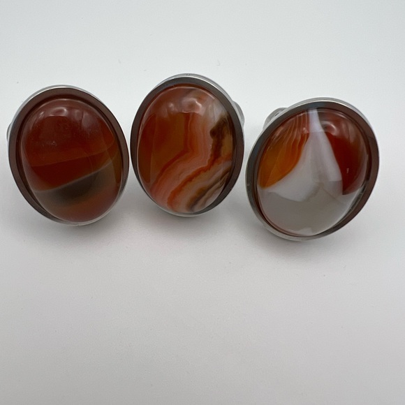 Elegant Yellow Aventurine Oval Statement Rings - Natural Stone Adjustable Rings - Picture 8 of 11